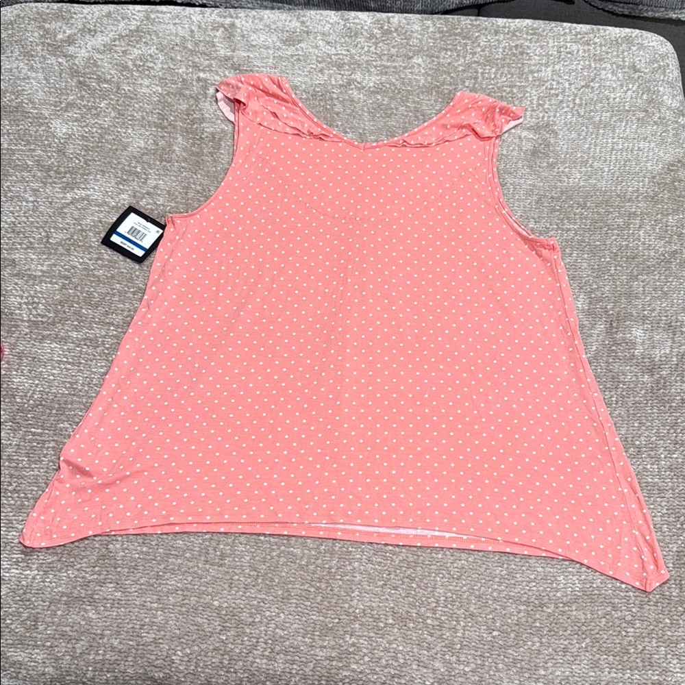 Ellen Tracy Coral Polka Dot Women's Sleep Dress - Picture 3 of 7